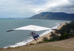 Girl at a Lookout Hang-gliding For Her Birthday