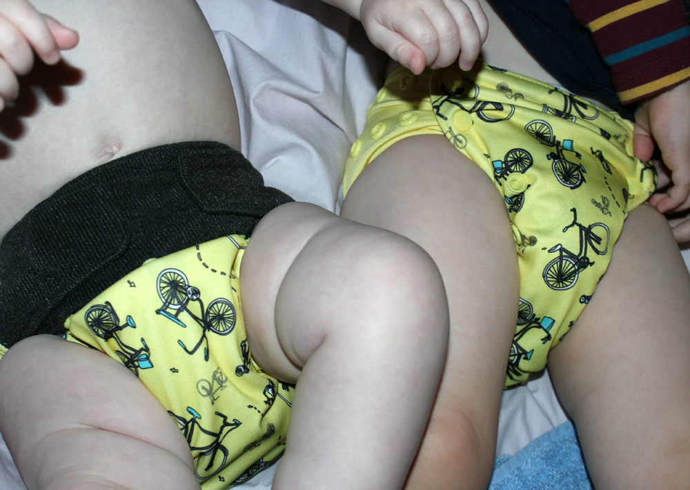 Matching GroVia Nappies on the Boys